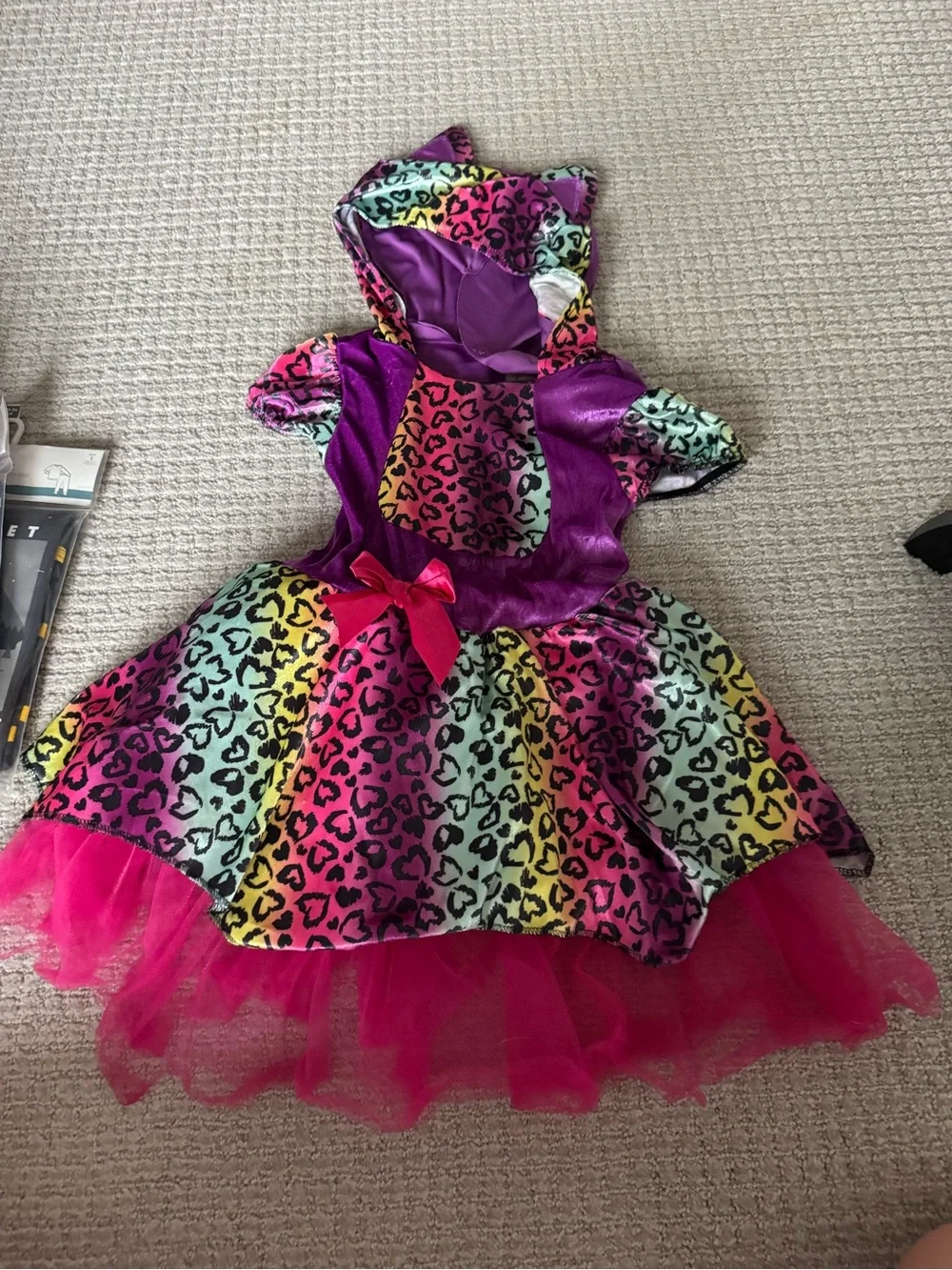 3T-4t toddler  Rainbow Leopard Hooded Costume Dress - Multicolor